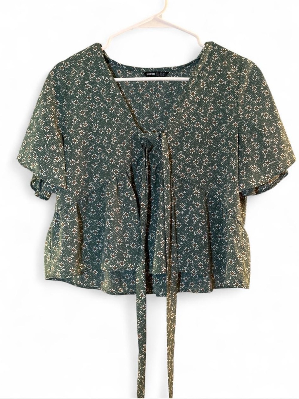 SHEIN Green Floral Top with Stripes